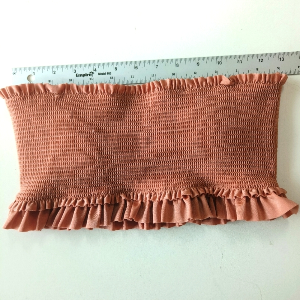 CHELSEA & VIOLET short estraple top with wrinkled bars size m brown - Picture 2 of 10